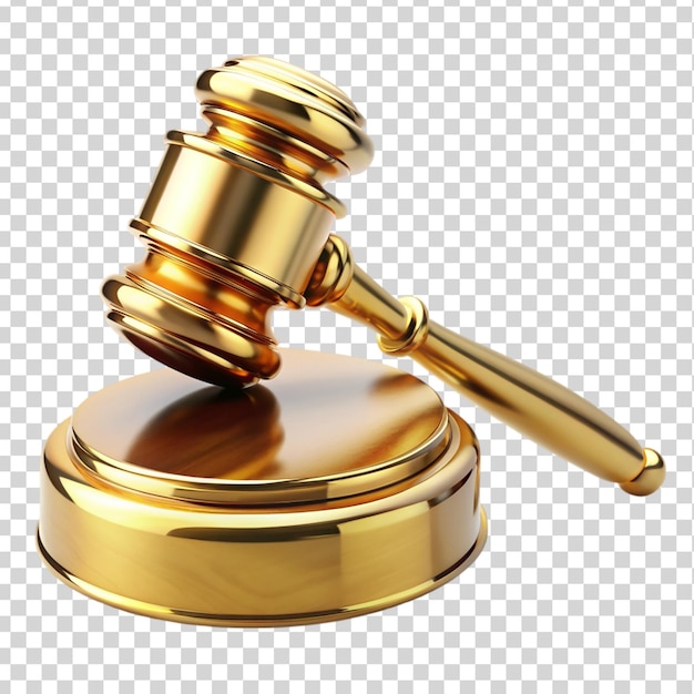 Golden hammer judge Isolated on transparent background