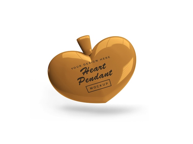 Golden Heart Pendant Mockup Design Isolated