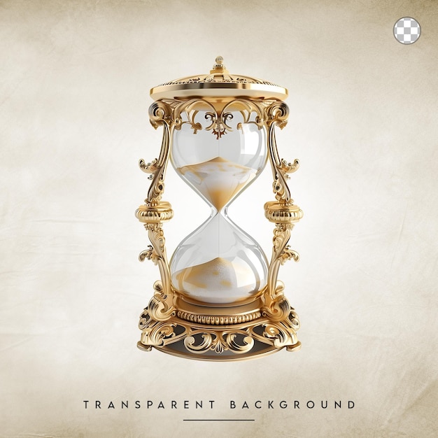 PSD golden hourglass isolated on transparent background