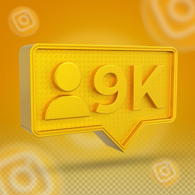 Golden Instagram 9K Followers 3D Icon