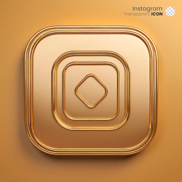 Golden Instagram Icon 3d Insta Logo Isolated Transparent Background