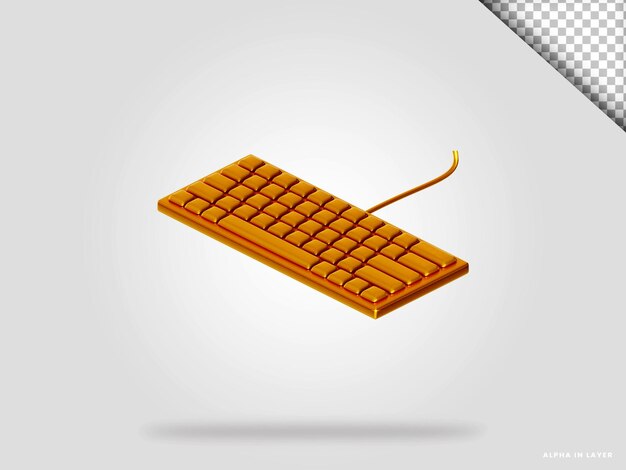 Golden keyboard 3d render illustration isolated