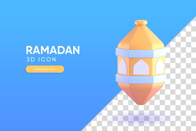 Golden lantern for Ramadan ornament 3D render illustration