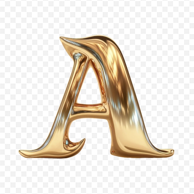 a golden letter a on a transparent background