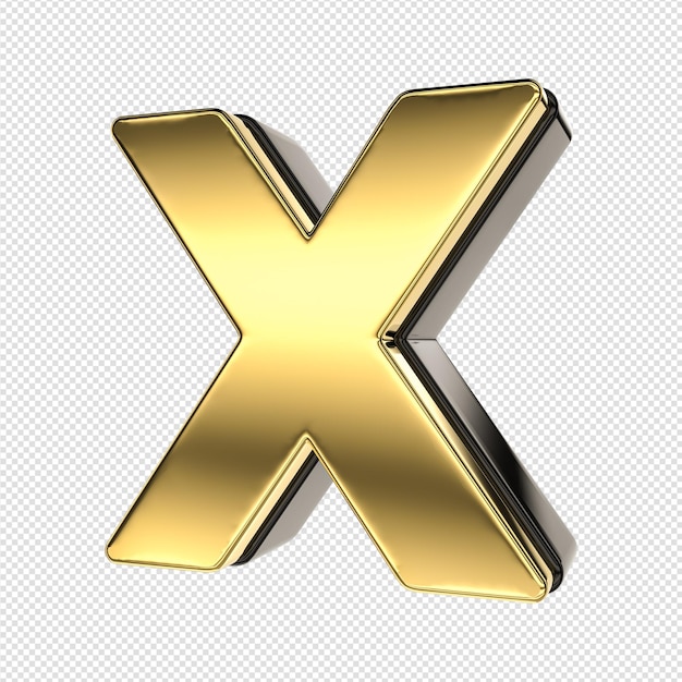 A golden letter x with a shadow on a white background.