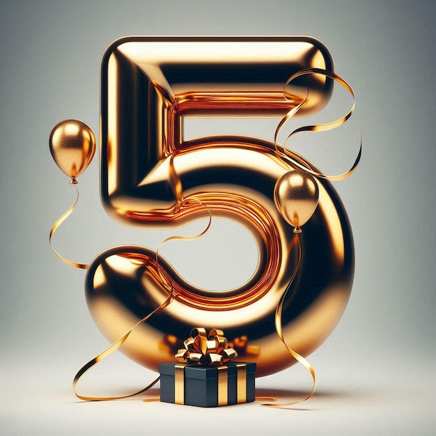 golden letters 5 anniversary birthday social media avatar template mockup