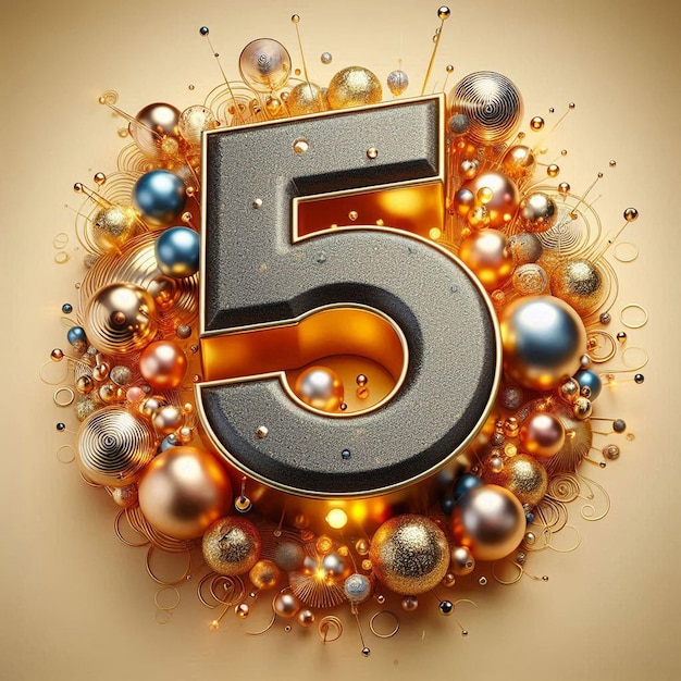 PSD golden letters 5 anniversary birthday social media avatar template mockup