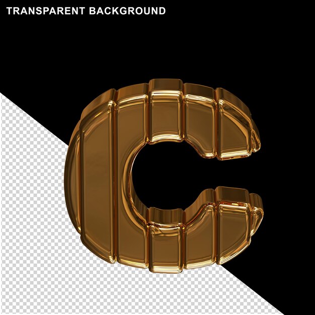 Golden letters with belts letter c