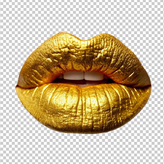 PSD golden lips on transparent background