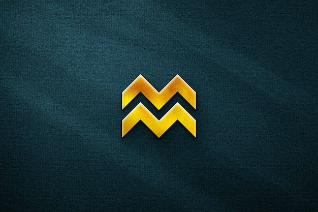 Golden Logo Mockup on Textured Background with Shadow