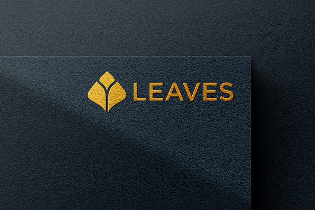 golden logo mockup with black paper