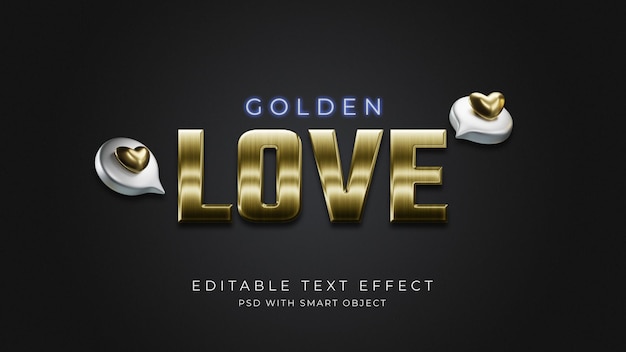 Golden love text effect