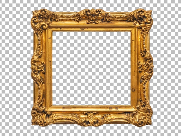 Golden luxury photo frame isolated on transparent background