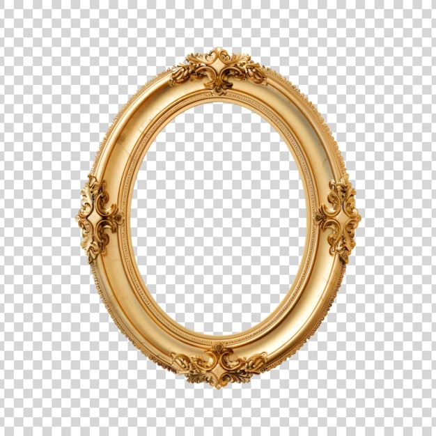 PSD golden luxury photo frame isolated on transparent background