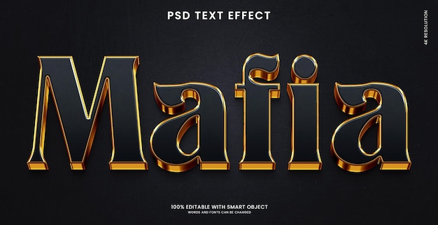 Golden mafia 3d text effect template