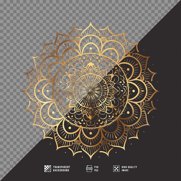 PSD golden mandala without background hd quality