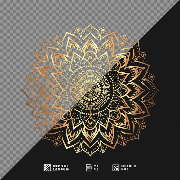 PSD golden mandala without background hd quality