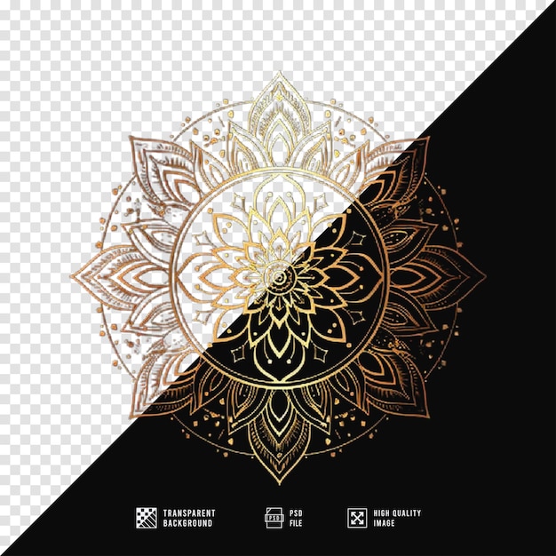 PSD golden mandala without background hd quality