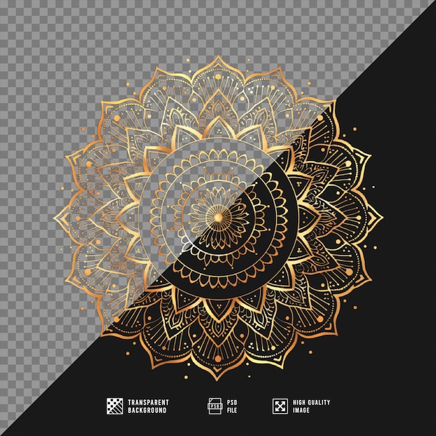 PSD golden mandala without background hd quality