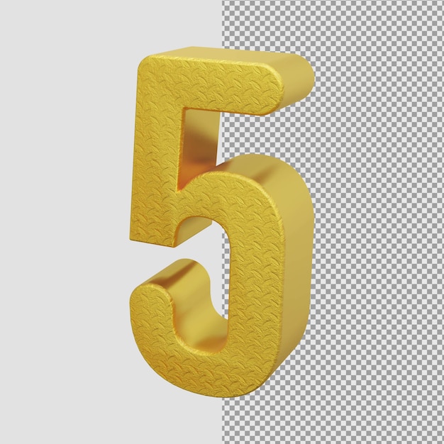 Golden Metallic 3D Rendering Number