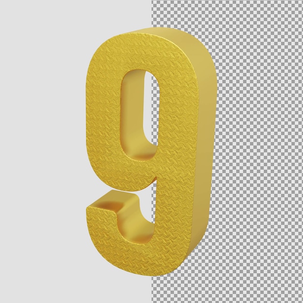 Golden Metallic 3D Rendering Number