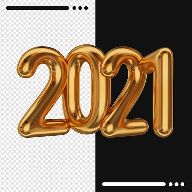 Golden new year 2021 in 3d rendering