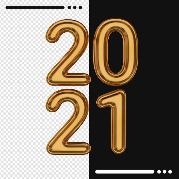 Golden new year 2021 in 3d rendering