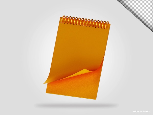 Golden note book 3d render illustration isolated