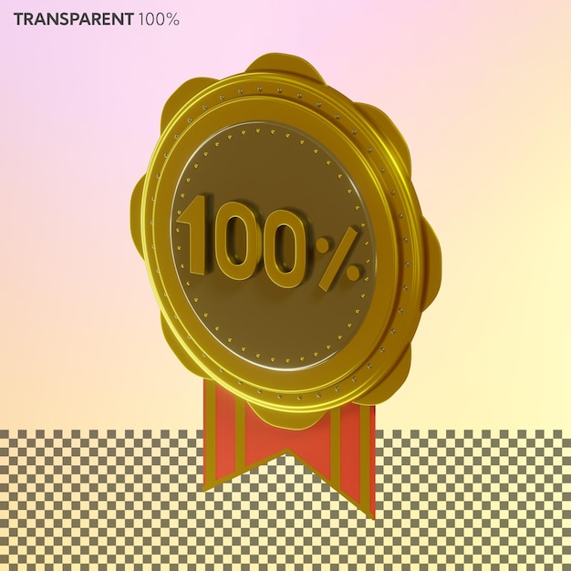 PSD golden one hundred percent badge