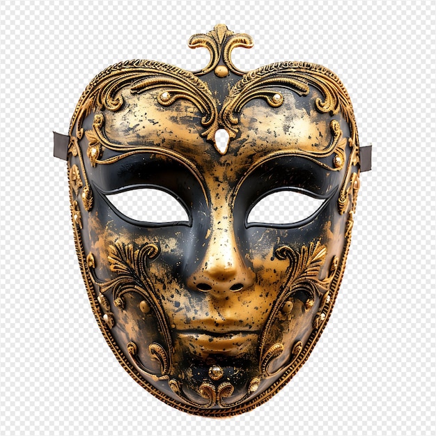 Golden opera mask on isolated transparent background