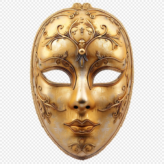 Golden opera mask on isolated transparent background