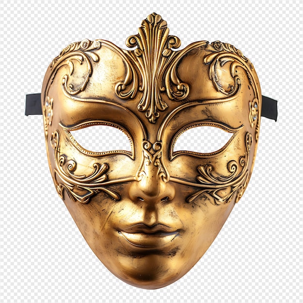 Golden opera mask on isolated transparent background