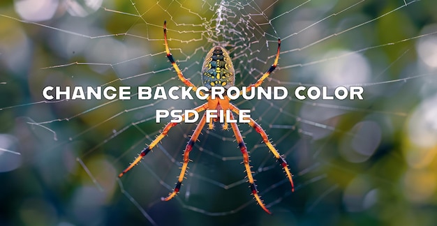 Golden orbweaver spider in its web in the jungle