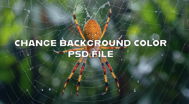 PSD golden orbweaver spider in its web in the jungle