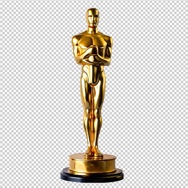 golden Oscar statue on a white background Oscar award isolated golden statue trophy prize on white background