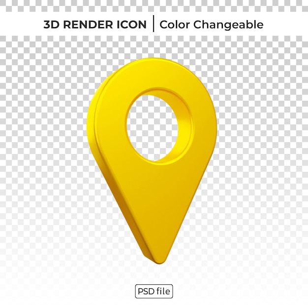 Golden pin location 3d render color changeable icon