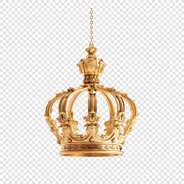 PSD golden royal king crown isolated on transparent background