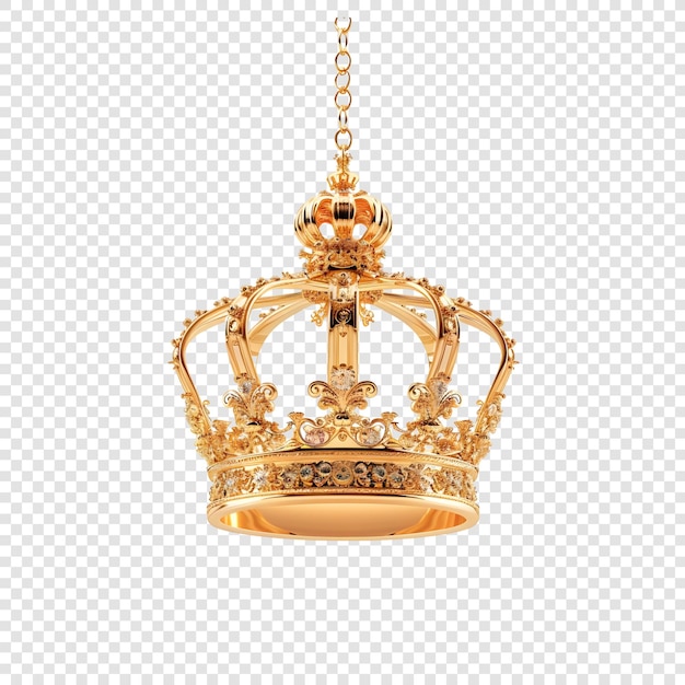 PSD golden royal king crown isolated on transparent background