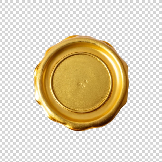 PSD a golden seal wax isolated on transparent background