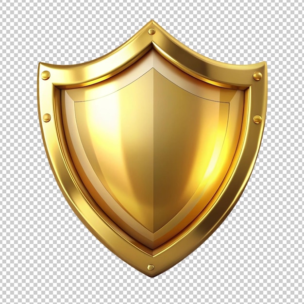 golden shield on transparent background