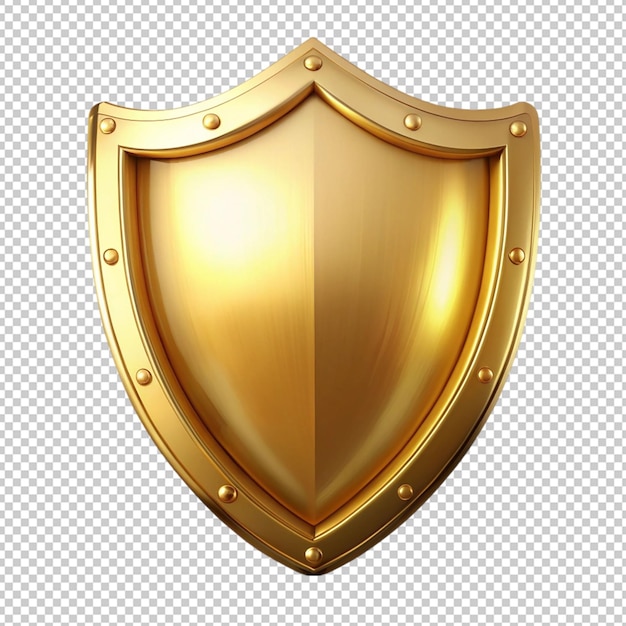 PSD golden shield on transparent background