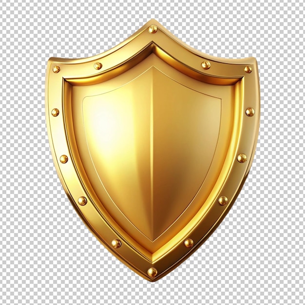 golden shield on transparent background