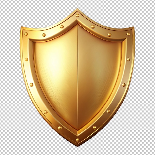 PSD golden shield on transparent background