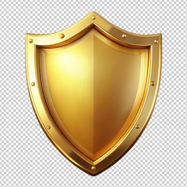 golden shield on transparent background