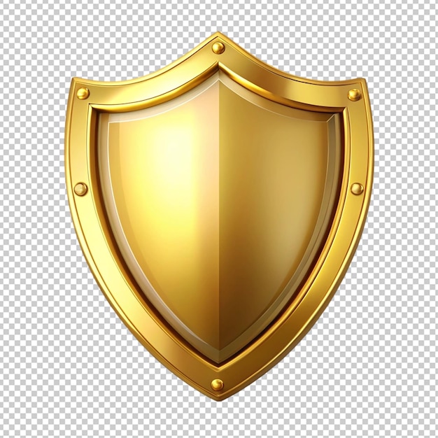 golden shield on transparent background