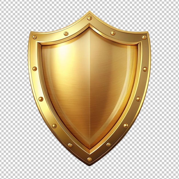 golden shield on transparent background