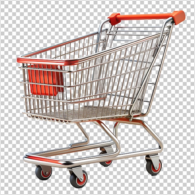 Golden shopping cart side view isolated transparent