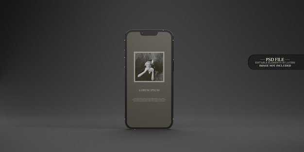 Golden smartphone front view Layout minimalist dark style