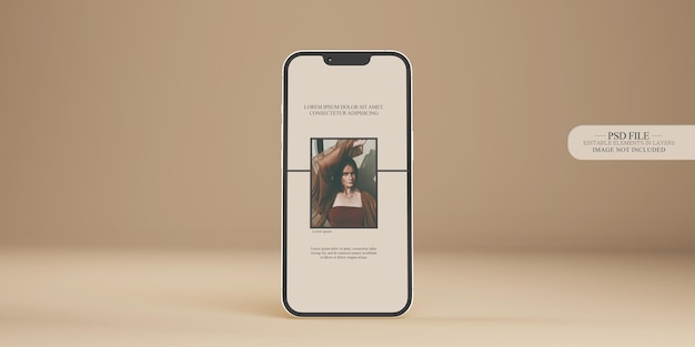 Golden smartphone front view Layout minimalist light style