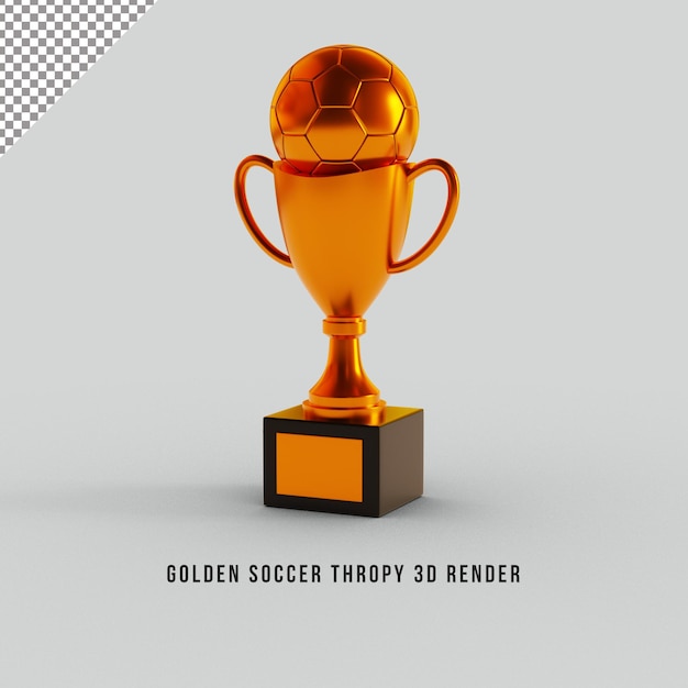 Golden Soccer Ball Thropy 3D Render